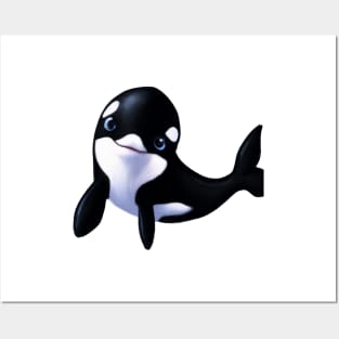 Cute Orca Drawing Posters and Art